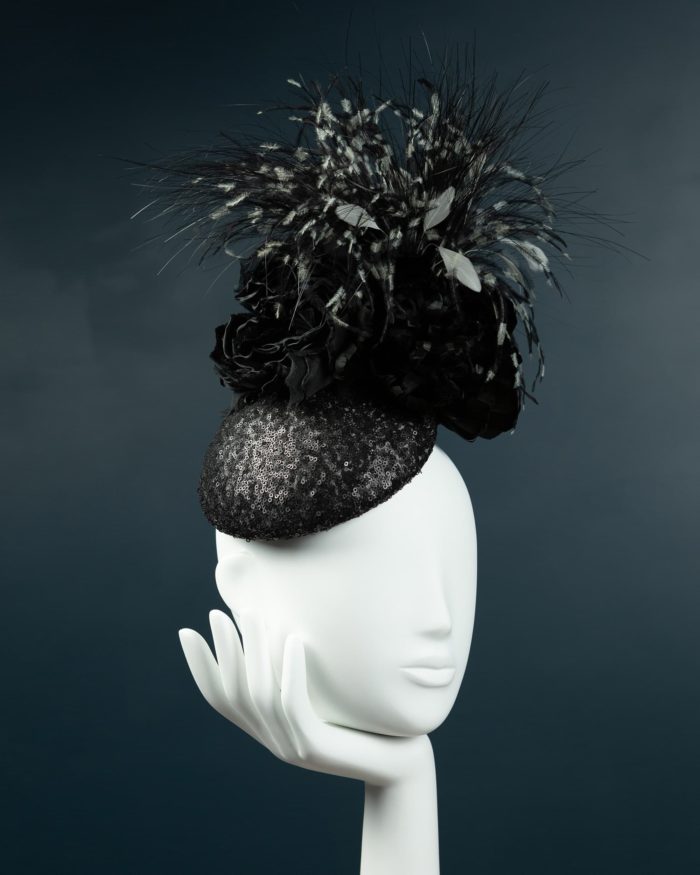 Black Sequin Beano Hat